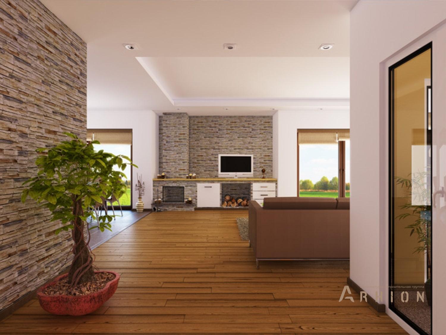 4. Проект одноэтажного дома в стиле лофт с плоской кровлей , 112-240, площадью - 239 кв c сауной, терассой, гаражом